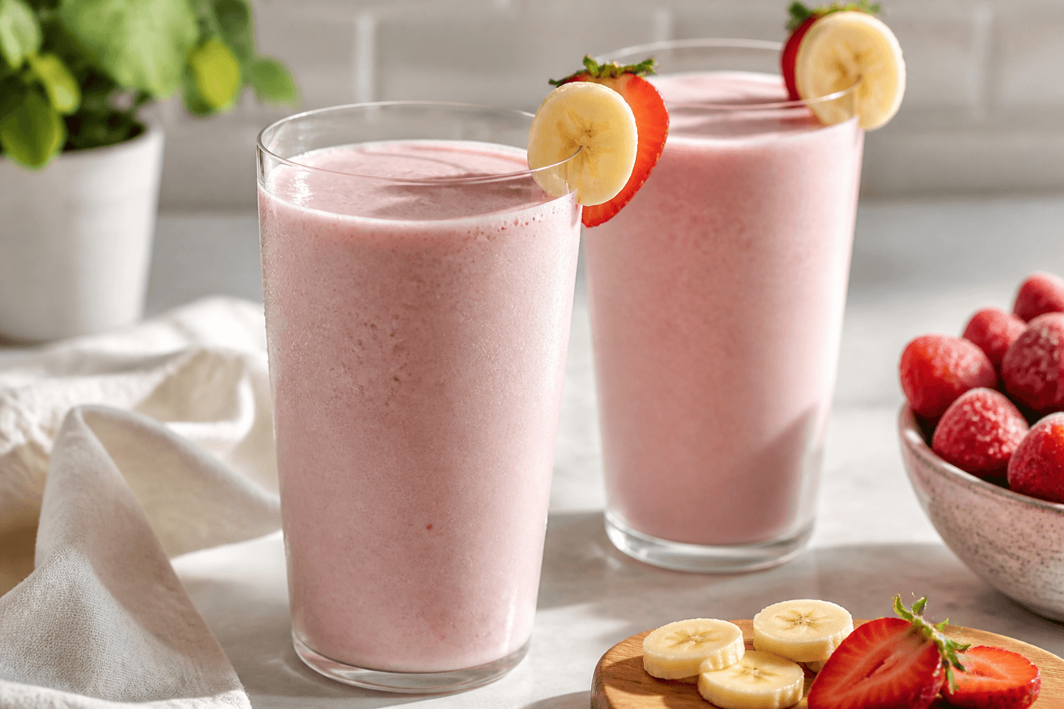 Strawberry banana protein smoothie