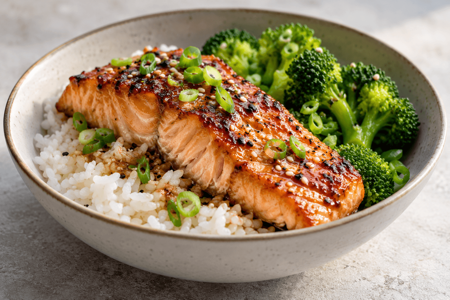 CraveCraft miso ginger salmon with broccoli and rice